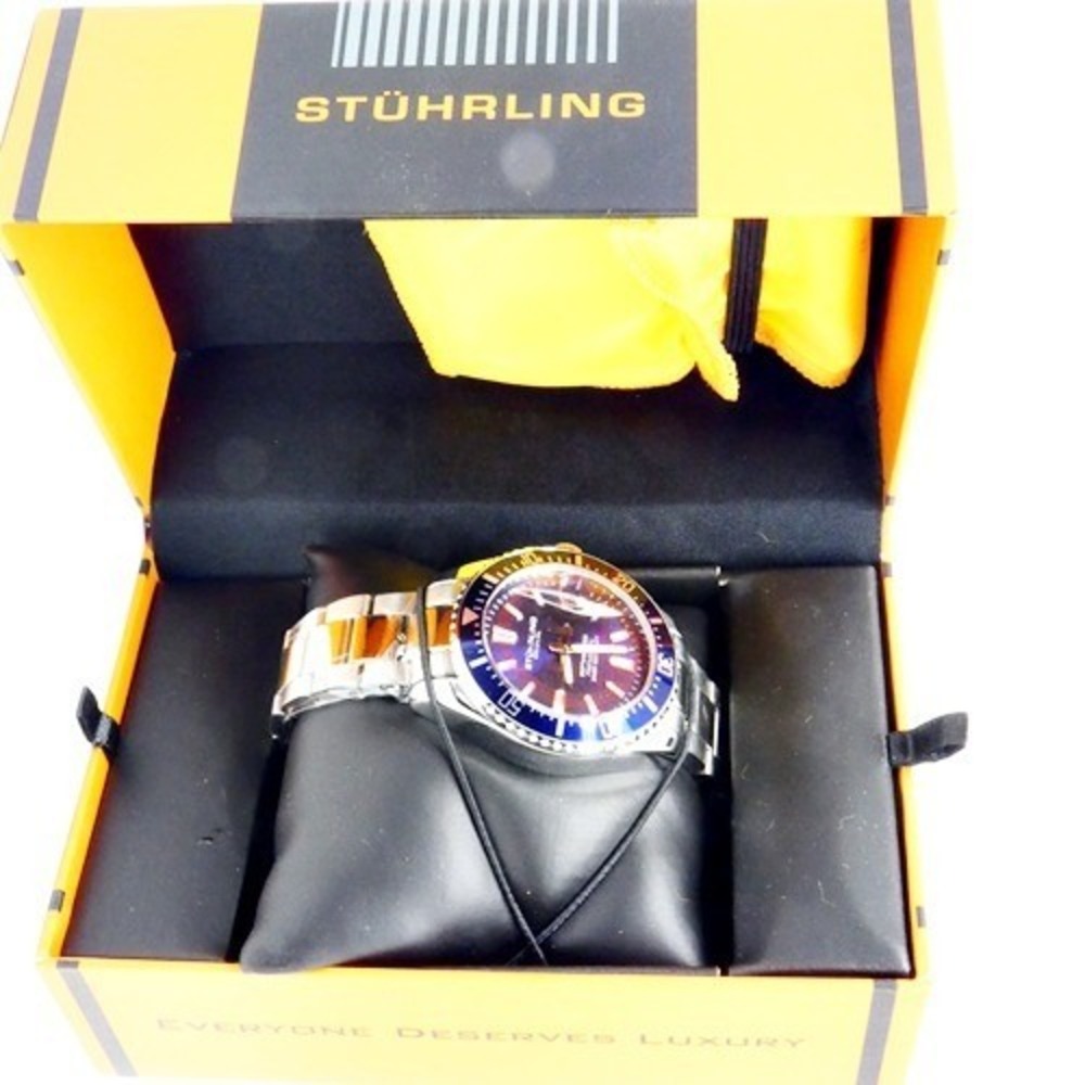 Stuhrling 3950 Men's Depthmaster Aquadiver Miyota Japanese Quartz 10 ATM Watch B